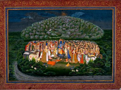 Krishna solleva il monte Govardhan da Unbekannt Unbekannt